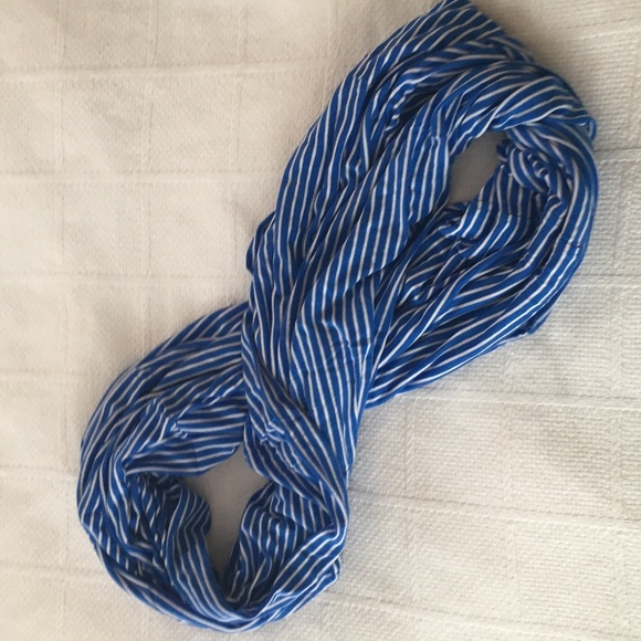 J. Crew Accessories - J. Crew Blue White Stripe Infinity Scarf